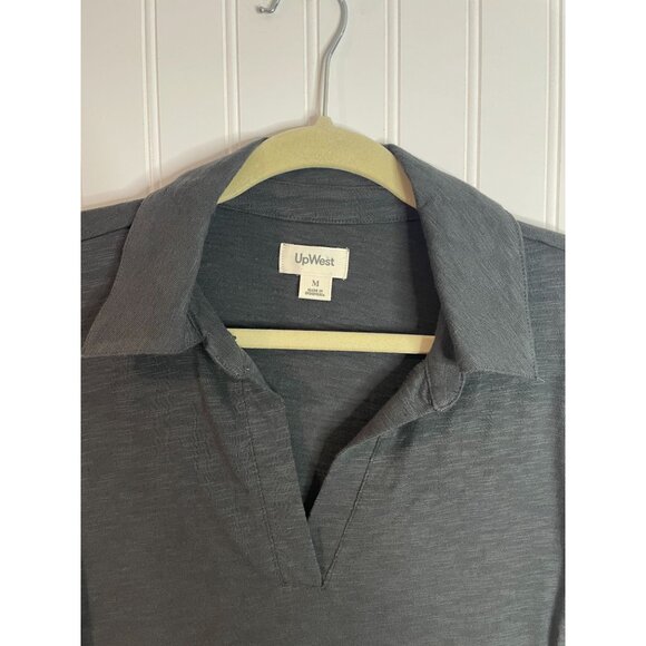 UpWest Womens Long Sleeve Collared Shirt M 100% Cotton Charcoal Gray - Picture 3 of 9